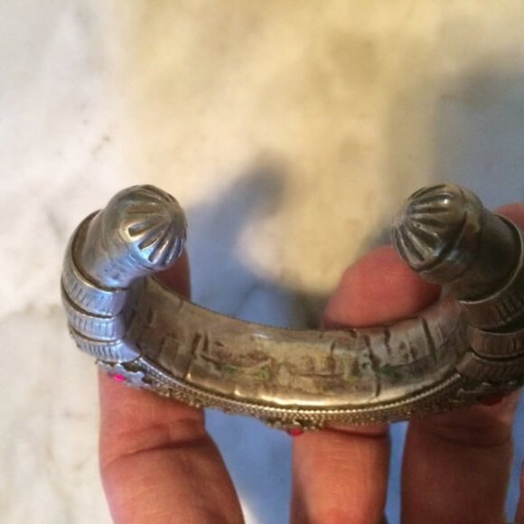 Antique tribal Etruscan Bedouin afghan Moroccan belly dance sterling bracelet - Picture 4 of 8